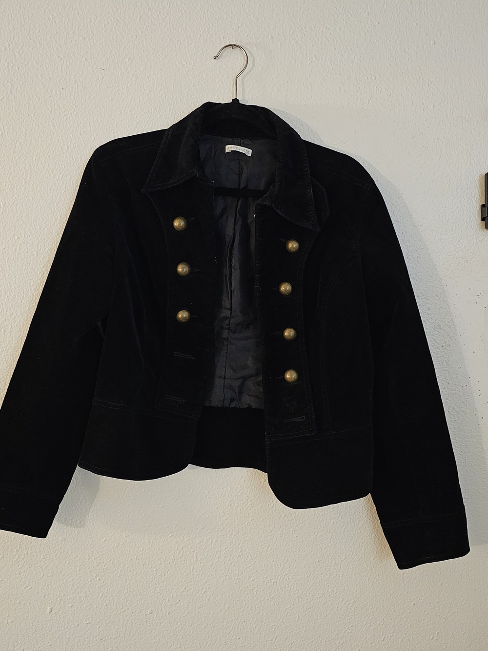 Atmosphere Black Velvet Double-Breasted Military Blazer